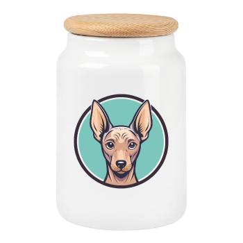 Chien nu péruvien race dessin animé Kawaii Clipart - Boîte à biscuits avec couvercle en bois - blanc - Devant