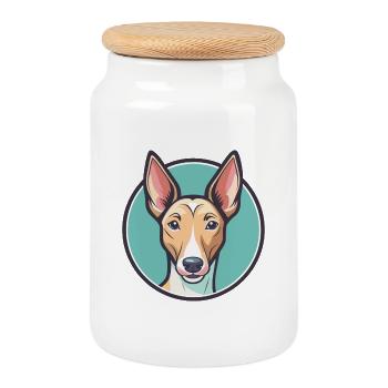 Podenco Canario Hunderasse Cartoon Kawaii Clipart - Keksdose mit Holzdeckel - Weiß - Vorne