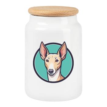 Podenco Valenciano Hunderasse Karikatur Kawaii - Keksdose mit Holzdeckel - Weiß - Vorne