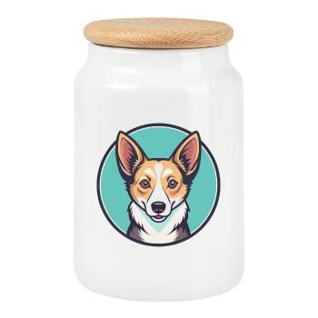 Portugiesische Podengo Hunderasse Karikatur Kawaii - Keksdose mit Holzdeckel - Weiß - Vorne