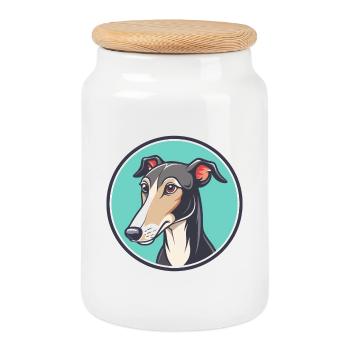 Polnischer Windhund Hunderasse Cartoon Kawaii Clipart - Keksdose mit Holzdeckel - Weiß - Vorne