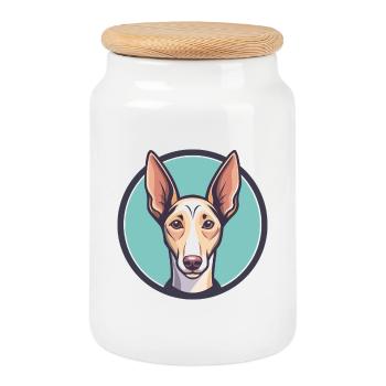 Podenco Andaluz Hunderasse Cartoon Kawaii Clipart - Keksdose mit Holzdeckel - Weiß - Vorne