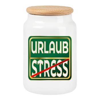 STRESS - FERIEN URLAUB - Keksdose mit Holzdeckel - Weiß - Vorne