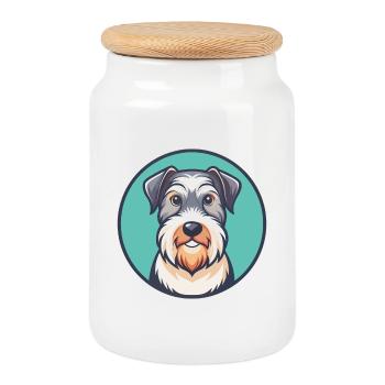 Sealyham Terrier Chien Race Dessin animé Kawaii Clipart - Boîte à biscuits avec couvercle en bois - blanc - Devant