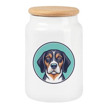 Schweizerischer Niederlaufhund Race de chien Dessin animé - Boîte à biscuits avec couvercle en bois - blanc - Devant