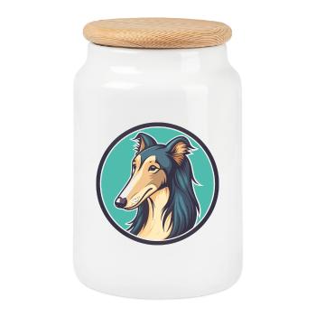 Seide Windhund Hund Rasse Cartoon Kawaii Clipart - Keksdose mit Holzdeckel - Weiß - Vorne