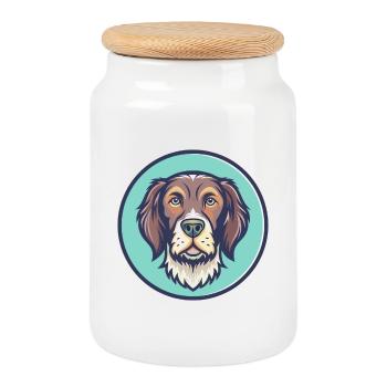 Slovak Rough Haired Pointer Dog Breed Cartoon Pet - Cookie Jar with Wooden Lid - white - Front