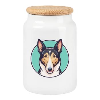 Smooth Collie Hunderasse Cartoon Kawaii Clipart Haustier - Keksdose mit Holzdeckel - Weiß - Vorne