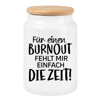 Burnt out, Empty, Powerless, Emotionally Exhaustion - Cookie Jar with Wooden Lid - white - Front