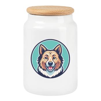 Illustration clipart kawaii de dessin animé de race de chien Tang - Boîte à biscuits avec couvercle en bois - blanc - Devant
