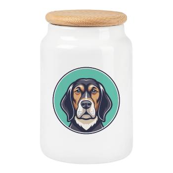Styrian Coarse Haired Hound Dog Breed Cartoon Pet - Cookie Jar with Wooden Lid - white - Front