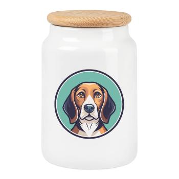 West Country Harrier Chien Race Dessin animé Kawaii Pet - Boîte à biscuits avec couvercle en bois - blanc - Devant