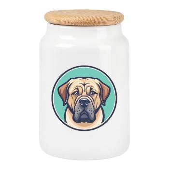 Spanische Dogge Hund Rasse Cartoon Kawaii Clipart - Keksdose mit Holzdeckel - Weiß - Vorne