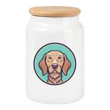 Wirehaired Vizsla Hunderasse Cartoon Kawaii Clipart - Keksdose mit Holzdeckel - Weiß - Vorne