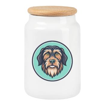 Drahthaar Pointing Griffon Hund Rasse Cartoon Haustier - Keksdose mit Holzdeckel - Weiß - Vorne