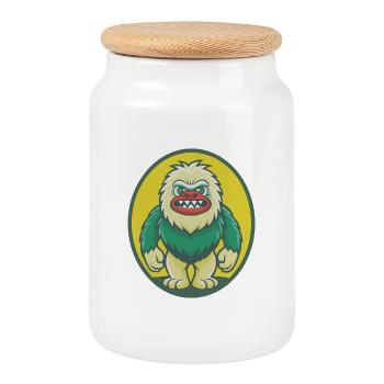 Yeti Niedliche Kawaii Cartoon Clipart Haustier Tier - Keksdose mit Holzdeckel - Weiß - Vorne
