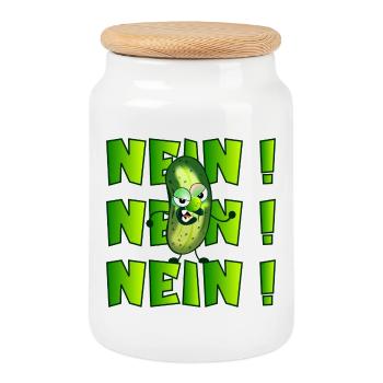 NEIN SAGEN - GURKENSALAT GEWÜRZGURKEN - Keksdose mit Holzdeckel - Weiß - Vorne