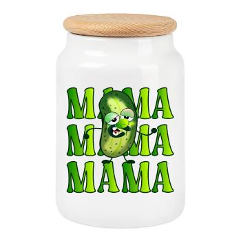 NEUE MAMA MÜDE - SALATGURKEN GURKENSALAT - Keksdose mit Holzdeckel - Weiß - Vorne