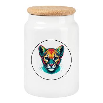 Baby Cat Breed Cartoon Kawaii Animal Pet - Cookie Jar with Wooden Lid - white - Front