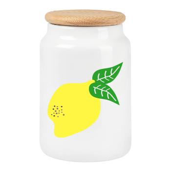 CITRON AGRUMES - Boîte à biscuits avec couvercle en bois - blanc - Devant