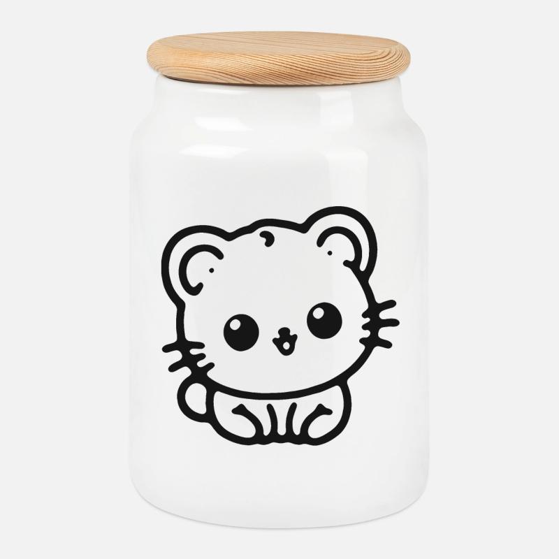 Kuschelpanda Kontur - Keksdose mit Holzdeckel - Weiß