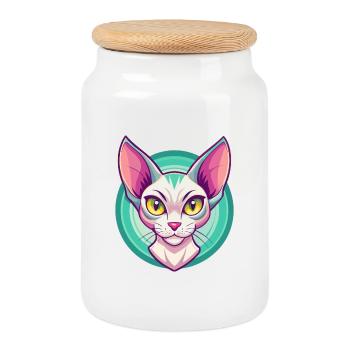 Orientalische Katzenrasse Karikatur Kawaii Tier Haustier - Keksdose mit Holzdeckel - Weiß - Vorne