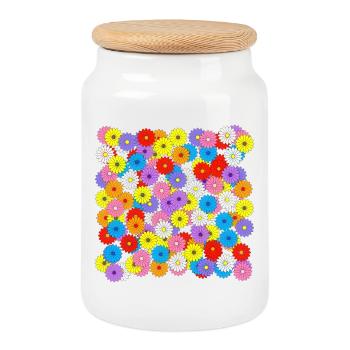 Sea of flowers - Cookie Jar with Wooden Lid - white - Front