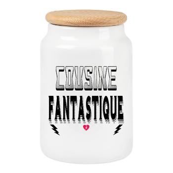 Cousine Fantastique - Boîte à biscuits avec couvercle en bois - blanc - Devant