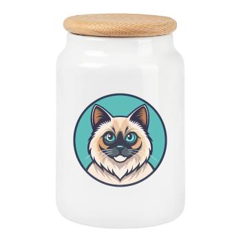 Birma Katze Rasse Karikatur Kawaii Tier Haustier - Keksdose mit Holzdeckel - Weiß - Vorne
