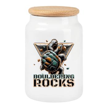 Bouldern Rocks Schildkröte Klettern Geschenk - Keksdose mit Holzdeckel - Weiß - Vorne