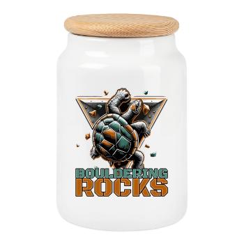 Bouldern Rocks Schildkröte Klettern Geschenk - Keksdose mit Holzdeckel - Weiß - Vorne
