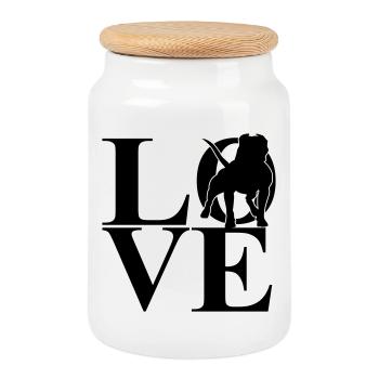 Bouledogue américain Love Dog motif - Boîte à biscuits avec couvercle en bois - blanc - Devant