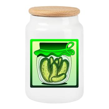 CORNICHONS, CORNICHONS, SALADE DE CONCOMBRE, CONCOMBRE - Boîte à biscuits avec couvercle en bois - blanc - Devant