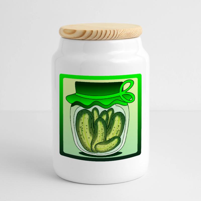 CORNICHONS, CORNICHONS, SALADE DE CONCOMBRE, CONCOMBRE Boîte à biscuits avec couvercle en bois