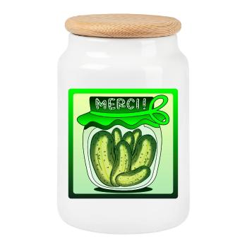 THANK YOU CUCUMBER PICKLES - Cookie Jar with Wooden Lid - white - Front
