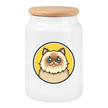 Colorpoint Chat Persan Race Dessin animé Kawaii Animal - Boîte à biscuits avec couvercle en bois - blanc - Devant