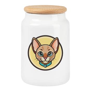 Orientalische Katzenrasse Cartoon Kawaii Tier Haustier - Keksdose mit Holzdeckel - Weiß - Vorne