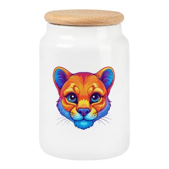 Baby Cat Breed Cartoon Kawaii Animal Pet - Cookie Jar with Wooden Lid - white - Front