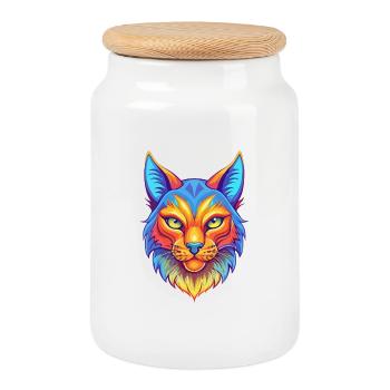 Chat Asiatique Race Dessin Animé Kawaii Animal Pet - Boîte à biscuits avec couvercle en bois - blanc - Devant