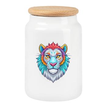 Liger Hybrid Löwe Tiger Katzenrasse Karikatur Kawaii A - Keksdose mit Holzdeckel - Weiß - Vorne