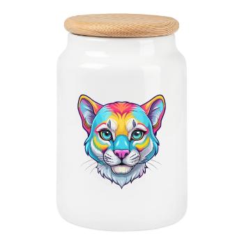 Baby Cat Breed Cartoon Kawaii Animal Pet - Cookie Jar with Wooden Lid - white - Front