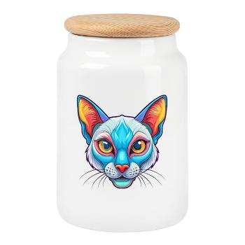 Siamkatze Rasse Karikatur Kawaii Tier Haustier - Keksdose mit Holzdeckel - Weiß - Vorne