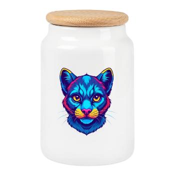 Baby Cat Breed Cartoon Kawaii Animal Pet - Cookie Jar with Wooden Lid - white - Front