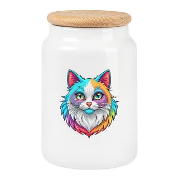 Ragdoll Katze Rasse Cartoon Kawaii Tier Haustier - Keksdose mit Holzdeckel - Weiß - Vorne