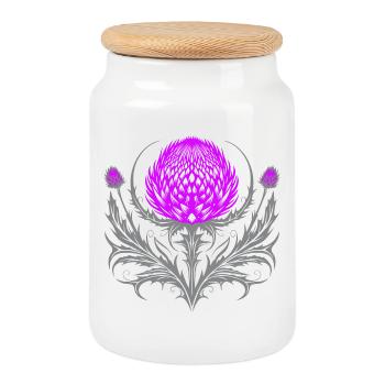 Distel Tattoo Scottish Thistle Botanical Art - Keksdose mit Holzdeckel - Weiß - Vorne