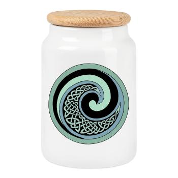 Ocean Wave - Cookie Jar with Wooden Lid - white - Front