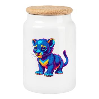Baby Cat Breed Cartoon Kawaii Animal Pet - Cookie Jar with Wooden Lid - white - Front