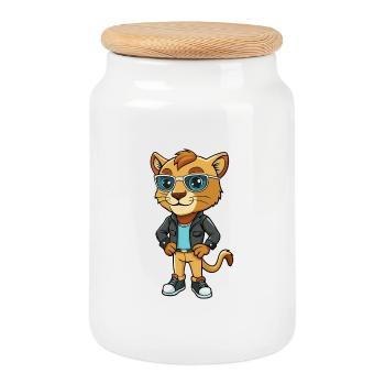 Baby Funny Cartoon Kawaii Jacket Sunglasses - Cookie Jar with Wooden Lid - white - Front