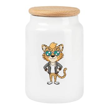 Australian Spotted Mist Funny Cartoon Kawaii Jacke - Cookie Jar with Wooden Lid - white - Front