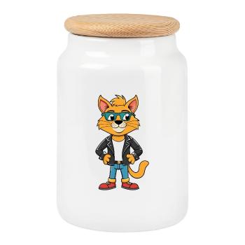 Australischer Nebel Lustige Cartoon Kawaii Jacke Sungla - Keksdose mit Holzdeckel - Weiß - Vorne
